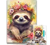 1000 Piece Jigsaw Colourful Sloth Baby 1000 Piece Jigsaw Puzzles,Educational Game for Birthday, Chrismas for And 14 Years Old 50x75cm