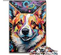 1000 Piece Jigsaw Corgi Graffiti 1000-Piece Jigsaw Puzzle for Birthdays, Christmas, Halloween, Thanksgiving, Easter 26x38cm