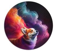 1000 Piece Jigsaw Corgi Round Jigsaw Puzzles 1000 Pieces for Adults Perfect for Home & Office Decor, Parties, Birthdays 67.5x67.5cm