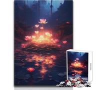 1000 Piece Jigsaw Cosmic Black Lotus Bloom Relaxing Leisure Time Activity Precision Cut Smooth Edge Play Toy Size 50x75cm