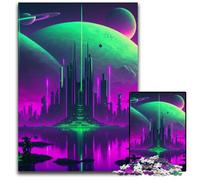 1000 Piece Jigsaw Cosmic Cityscape Wooden Puzzles Educational Brain Teaser, Artistic Home & Office Decor, 14+ Age 50x75CM/19.68x29.52inch