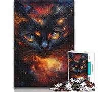 1000 Piece Jigsaw Cosmic Flame Black Cat Adult Jigsaws 1000 Pieces Difficult,Interesting Stress Reduction Parent-child Interaction 50x75cm