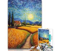 1000 Piece Jigsaw Countryside Under The Night Sky Adult Jigsaws 1000 Piece,Toys Educational Games Stress Relieving Artists Collection, Fine Art 26x38cm