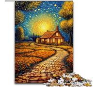 1000 Piece Jigsaw Countryside Under The Night Sky Wooden Jigsaw Puzzles for Adults Perfect for Home & Office Decor, Parties, Birthdays (Size 50x75cm)