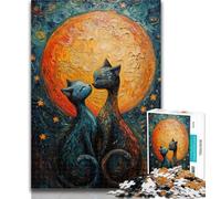1000 Piece Jigsaw Couple Cat Jigsaws Puzzles 1000 Pieces for Teenagers Gifts,Educational Games Home Decoration Deal As Gifts for The Whole Family 50x75cm