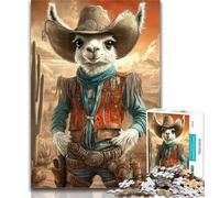 1000 Piece Jigsaw Cowboy Alpaca Jigsaw Puzzles for Teenagers 1000 Pieces,Challenging Game And Family Play Secret Santa Gifts 26x38cm