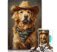1000 Piece Jigsaw Cowboy Golden Retriever Jigsaw Puzzles for Teenagers,Educational Games Home Decoration Deal As Gifts for The Whole Family 75x50cm