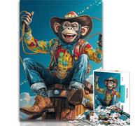 1000 Piece Jigsaw Cowboy Monkey 1000 Pieces Jigsaw Puzzles For Teens And Adults,Toys Educational Games Stress Relieving Enhance Love between Couples 50x75cm
