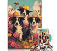 1000 Piece Jigsaw Cowgirl Dogs in Wildflowers 1000 Pieces Jigsaw Puzzle For Adults Teens,Parent-child Interaction for Age 14 Years Up 50x75cm