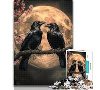 1000 Piece Jigsaw Crows Under The Moon Jigsaw Puzzle 1000 Pieces for Adults,Interesting Stress Reduction Parent-child Interaction 26x38cm