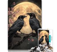 1000 Piece Jigsaw Crows Under The Moon Jigsaw Puzzle 1000 Pieces for Adults,Interesting Stress Reduction Parent-child Interaction 50x75cm