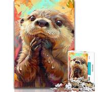 1000 Piece Jigsaw Cute Otter Jigsaw Puzzles for Teenagers 1000 Pieces,Relax Games Is Ideal As A Gift for The Whole Family 50x75cm