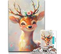 1000 Piece Jigsaw Cute Sika Deer Puzzles for Adults Teens 1000 Pieces,Family Game Birthday Gifts.Challenge High Difficulty 50x75cm