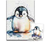 1000 Piece Jigsaw Cute Watercolour Penguin Relaxing Leisure Time Activity Precision Cut Smooth Edge Play Toy Size 50x75cm