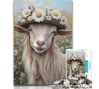 1000 Piece Jigsaw Daisy And Goat 1000 Piece Jigsaw Puzzles for Adults,Toys Educational Games Stress Relieving Great Gifts And Toys 26x38cm