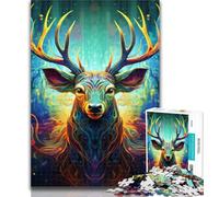 1000 Piece Jigsaw Deer Psychedelic Art Jigsaw Puzzles for Teenagers,Educational Games Home Decoration Deal As Gifts for The Whole Family 75x50cm