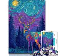 1000 Piece Jigsaw Deer Under The Night Sky Jigsaw Puzzle 1000 Pieces for Adults,Train Your Brain And Hands Birthday Present, Gifts 50x75cm