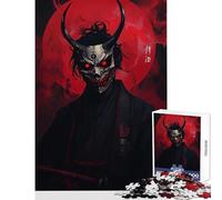 1000 Piece Jigsaw Demon Samurai with Red Moon Jigsaw Puzzles for Adults Precision Cutting Wishlist with Santa Claus Brainteaser Family Games (50x75cm)