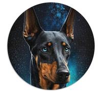1000 Piece Jigsaw Doberman Pinscher Round Puzzles 1000 Pieces for Adults DIY Decoration, Brain Challenge, for Adult, Family, 67.5x67.5cm