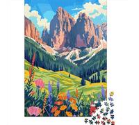 1000 Piece Jigsaw, Dolomites Mountains Italy Minimalist Illustration, 38x26cm/1000pcs