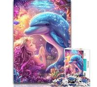 1000 Piece Jigsaw Dolphin And Girl Adult Jigsaws 1000 Piece,Toys Educational Games Stress Relieving Artists Collection, Fine Art 26x38cm