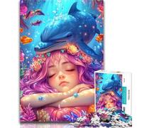 1000 Piece Jigsaw Dolphin And Girl Jigsaw Puzzles 1000 Pieces for Adults Teens,Diy Modern Wall Art Unique Gift Home Decor 50x75cm