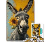 1000 Piece Jigsaw Donkey And Sunflower Jigsaw Puzzles 1000 Pieces for Adults Teens,Toy Intellectual Game Artists Collection, Fine Art 50x75cm