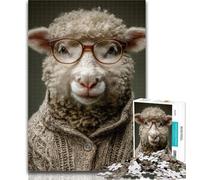1000 Piece Jigsaw Donkey with Glasses Adult Puzzles 1000 Pieces,Toys Educational Games Stress Relieving Enhance Love between Couples 50x75cm