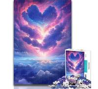 1000 Piece Jigsaw Dreamy Heart Shaped Clouds Jigsaw Puzzles for Teenagers 1000 Pieces,Relax Games Is Ideal As A Gift for The Whole Family 26x38cm