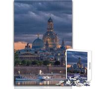 1000 Piece Jigsaw Dresden Frauenkirche at Dusk Relaxing Leisure Time Activity Precision Cut Smooth Edge Play Toy Size 38x26cm