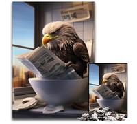 1000 Piece Jigsaw Eagle Reading Newspaper Wooden Puzzles Educational Brain Teaser, Artistic Home & Office Decor, 14+ Age 50x75CM/19.68x29.52inch