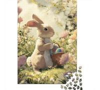 1000 Piece Jigsaw, Easter Bunny Basket-2, New Year Gift, 52x38cm/1000pcs | For rainy days at home: Adult jigsaw puzzle with 1000 pieces supports a slower, more focused form of entertainment.