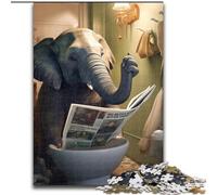 1000 Piece Jigsaw Elephant Reading Newspaper Jigsaw Puzzles for Adults Family Bonding Activity, Home Decor Gift, Family Toy Game (Size 38x26cm)