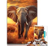 1000 Piece Jigsaw Elephants at Sunset Jigsaw Puzzles for Teenagers 1000,Wall Decoration Unique Birthday And Xmas Gifts Suitable for And 14 50x75cm