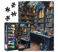 1000-Piece Jigsaw-Enchanted Library with Books and Glass Vessels Premium Puzzle Fit 50x70cm Display-Ready Art, Ships in Sturdy Box