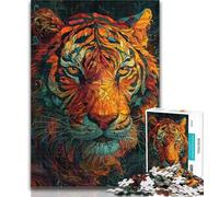 1000 Piece Jigsaw Evil Tiger Jigsaw Puzzle 1000 Pieces for Adults,Decompressing Intellectual Educational Toy Great Gifts And Toys 50x75cm