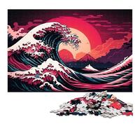 1000 Piece Jigsaw Fantasy Japanese Waves Puzzles for Adults Brain Teaser Game, Interactive Family Game, Suitable for Ages 14+ 26X38CM/10.23x14.96inch