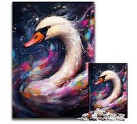 1000 Piece Jigsaw Fantasy Swan Wooden Jigsaw Relax & Challenge, Colorful Home Decor Art, for Friends 50x75CM/19.68x29.52inch