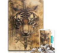 1000 Piece Jigsaw Fantasy Tiger Jigsaw Puzzles 1000 Pieces for Adults Teens,Toys Educational Games Stress Relieving Artists Collection, Fine Art (26x38cm)