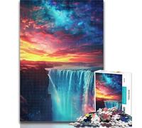 1000 Piece Jigsaw Fantasy Waterfall Landscape Jigsaws Puzzles 1000 Pieces for Adults Gifts,with Matching Poster And Trivia Sheet for Age 14 50x75cm