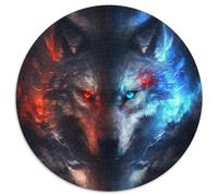 1000 Piece Jigsaw Fantasy Wolf Round Jigsaw Puzzles 1000 Pieces for Adults Perfect for Home & Office Decor, Parties, Birthdays 67.5x67.5cm