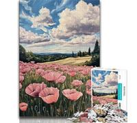 1000 Piece Jigsaw Field of Pink Poppies Jigsaw Puzzle 1000 Pieces for Teenagers,Educational Toys Is Ideal As A Gift for The Whole Family (26x38cm)