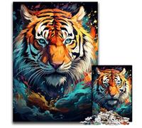 1000 Piece Jigsaw Fierce Colorful Tiger Difficult Puzzles for Adults Intricate Design for Teenagers, DIY Decor, And BrainBoosting Fun 1000 PCS(38x26cm)