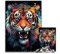 1000 Piece Jigsaw Fierce Painting Fire Tiger Difficult Puzzles for Adults Intricate Design for Teenagers, DIY Decor, And BrainBoosting Fun 1000 PCS(38x26cm)