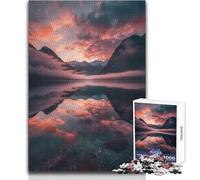1000 Piece Jigsaw Fiery Dawn at Fiordland Relaxing Leisure Time Activity Precision Cut Smooth Edge Play Toy Size 38x26cm