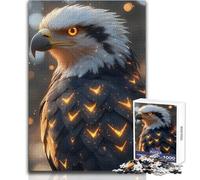 1000 Piece Jigsaw Fiery Eagle Portrait Animal Relaxing Leisure Time Activity Precision Cut Smooth Edge Play Toy Size 50x75cm