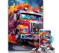 1000 Piece Jigsaw Fire Truck Jigsaw Puzzles for Teenagers 1000,Challenging Difficult with Fully Interlocking Randomly Shaped Pieces 75x50cm