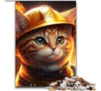 1000 Piece Jigsaw Firefighter Cat Difficult Puzzles for Adults size 50x75cm for Teenagers & Teens, Ideal Birthday