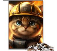 1000 Piece Jigsaw Firefighter Cat Impossible Jigsaw Puzzles for Adults Family Game Night Fun, DIY Decorative Artwork size : 50x75cm