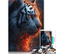 1000 Piece Jigsaw Flame Tiger 1000 Pieces Jigsaw Puzzle For Adults Teens,Parent-child Interaction for Age 14 Years Up 26x38cm